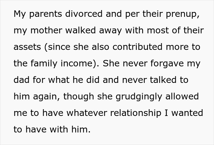 Text excerpt about a woman's refusal to pay for dad&rsquo;s lovechild&rsquo;s surgery using inheritance money, causing a family dispute.