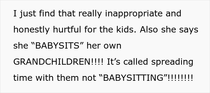Text discussing a MIL admitting to having a favorite grandchild and treating others like burdens, causing family tension.