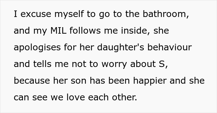 Text showing a mother-in-law apologizing and speaking about her son's happiness to support the wife amid family tension.