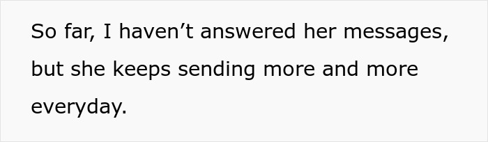 Text message expressing frustration from bride about mad cousin's dress at wedding, highlighting ongoing conflict.