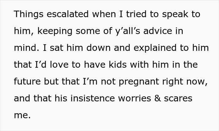 Text excerpt about a woman's husband convinced she is pregnant, with obsession linked to a life-threatening condition.
