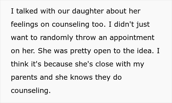 Text discussing a father feeling like a single parent as his wife prioritizes work over family and ignores their 10-year-old.