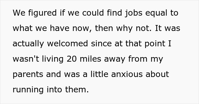 Text excerpt discussing anxiety about living close to parents and finding jobs equal to their current ones. Text excerpt discussing anxiety about living close to parents and finding jobs equal to their current ones.