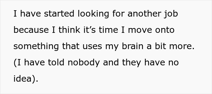 Text image showing a quote about deciding to stop overworking and looking for a new job to reduce workload.