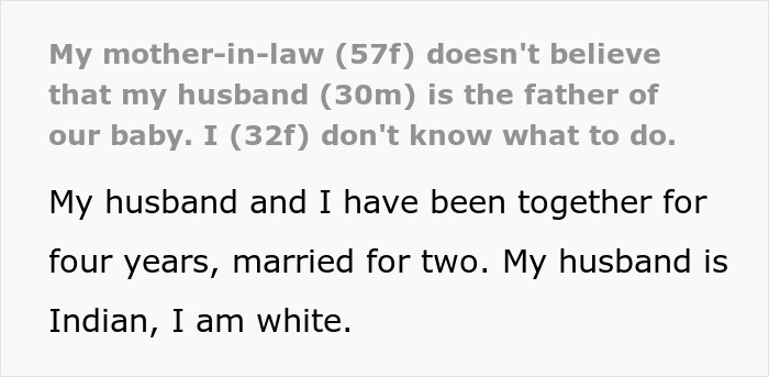 Text post discussing an Indian grandmother demanding a DNA test, doubting baby&rsquo;s paternity due to pale skin.