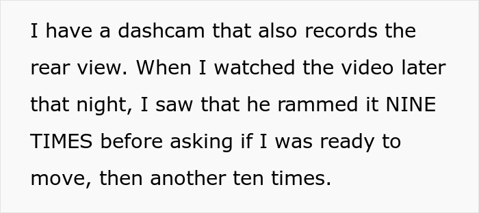 Text excerpt from a dashcam video describing a parking lot psycho attacking a man's car with a shopping cart.