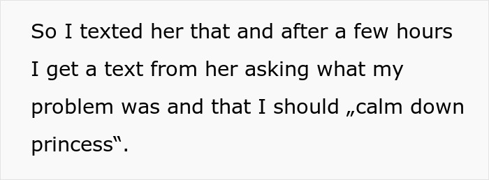 Text message conversation about a woman refusing to return her coworker&rsquo;s expensive jacket and telling her to calm down princess.