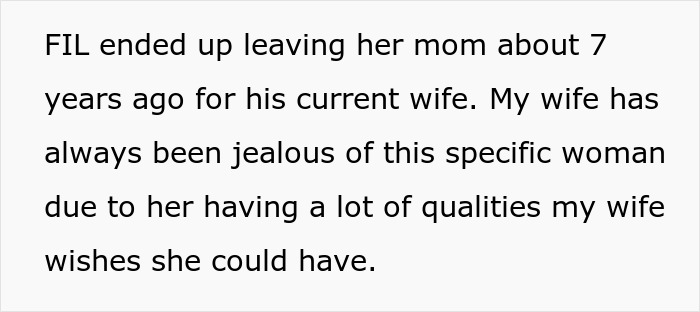 Text about family tension and jealousy related to refusing help to recover from cosmetic surgery challenges.