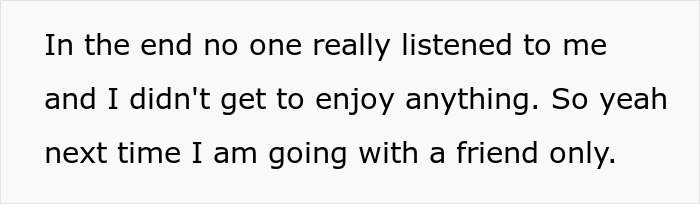 Text on a plain white background reads a personal reflection about a haunted hayride experience with entitled parents and scared kids.