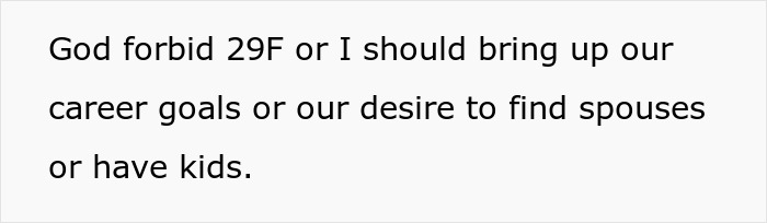 Text screenshot showing a frustrated caretaker expressing concerns about career goals and family expectations at age 29.