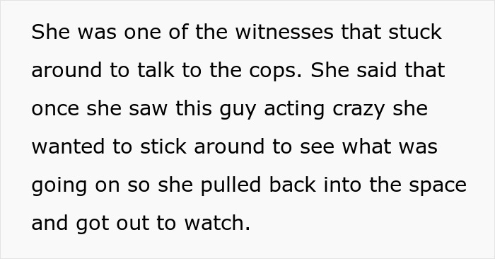 Witness describes parking lot psycho attacking man's car with shopping cart after waiting too long in space.