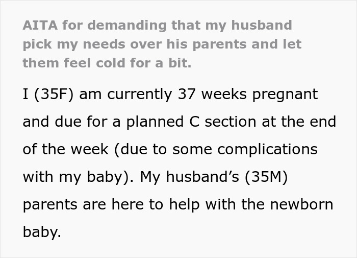 Pregnant woman expressing demand for husband respect amid family tensions before planned C section delivery.
