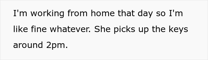 Text excerpt discussing borrowing a car for one hour but keeping it for days, with conflict over requests to return it. Text excerpt discussing borrowing a car for one hour but keeping it for days, with conflict over requests to return it.
