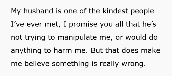 Text excerpt from a woman discussing her husband's kindness amid signs of a life-threatening medical condition.