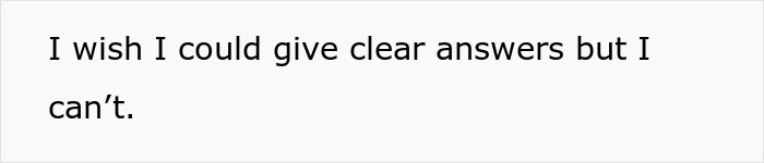 Text on a plain background reading I wish I could give clear answers but I can&rsquo;t, relating to woman&rsquo;s obsession with pregnancy signs.