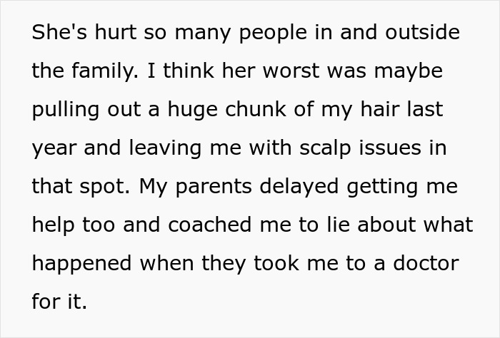 Text excerpt describing a 16-year-old feeling like a prisoner around mentally unstable sister and parental neglect.