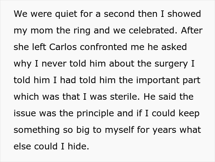Text conversation showing conflict between a childfree couple after a prank reveals woman had a hysterectomy unknown to fianc&eacute;.