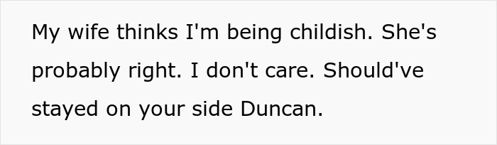 Text message expressing defiance about a neighbor's warning after parking dispute involving a male Karen.