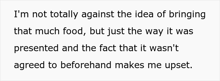 Person expressing frustration about refusing to bring expensive food to Thanksgiving due to poor communication and presentation.