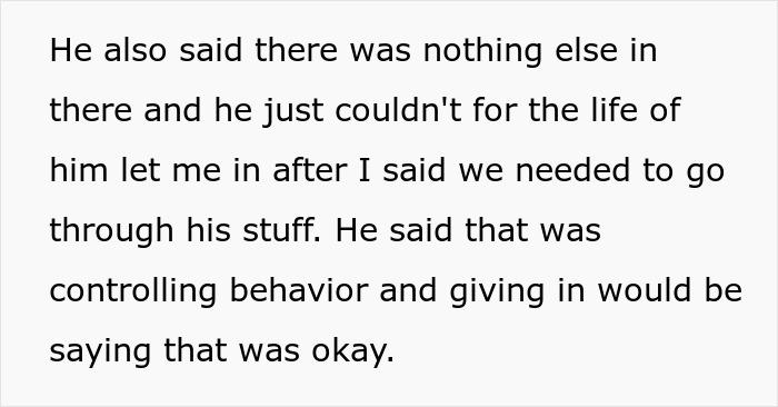 Text excerpt showing a pregnant wife growing suspicious as her husband acts defensive about a locked office.