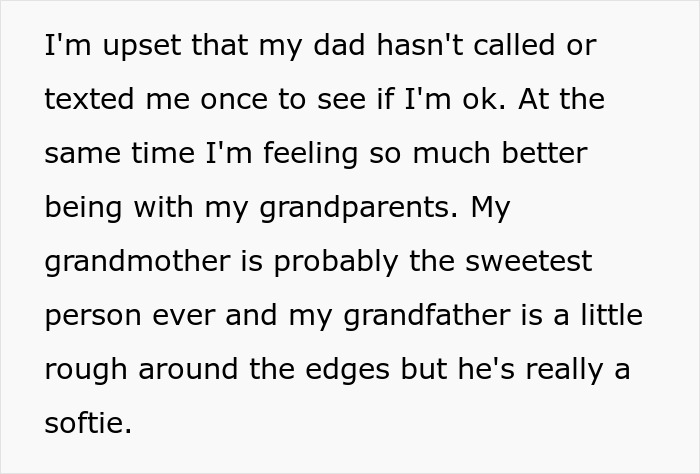 Teen leaves home upset after dad chooses girlfriend, finding comfort with supportive grandparents during adoption struggle.