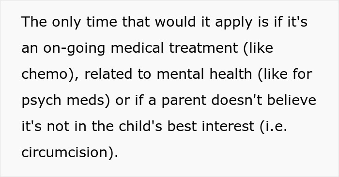 Text image discussing conditions under which parental approval may apply for medical or cosmetic procedures on children.