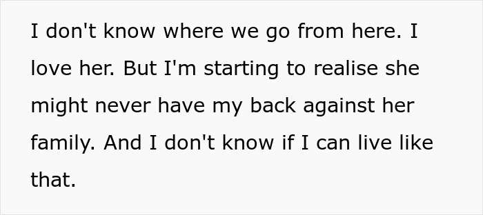 Text excerpt showing a man expressing doubts about his relationship and family support in a funny guy mocking daughter's boyfriend context. Text excerpt showing a man expressing doubts about his relationship and family support in a funny guy mocking daughter's boyfriend context.