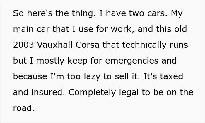 Text excerpt from a story about a male Karen refusing to park correctly and a neighbor&rsquo;s revenge after warnings fail.