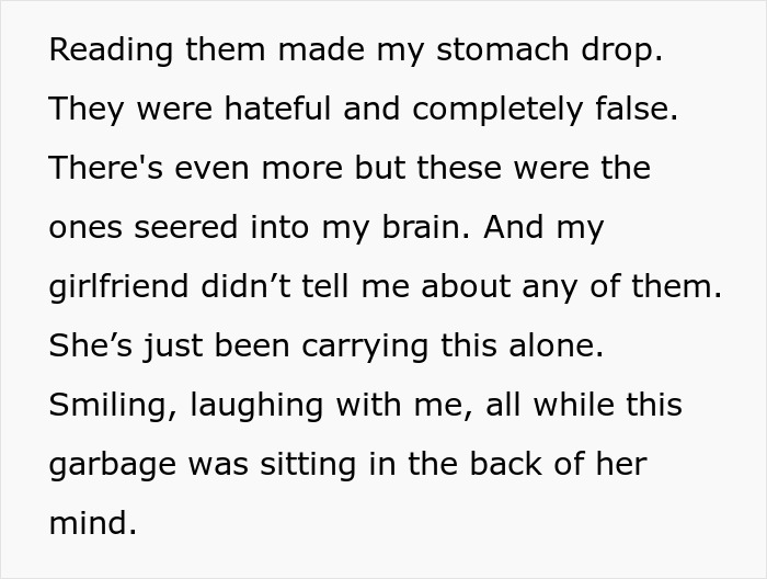 Text message screenshot revealing hateful texts from mother to girlfriend, showing emotional impact and broken family ties.