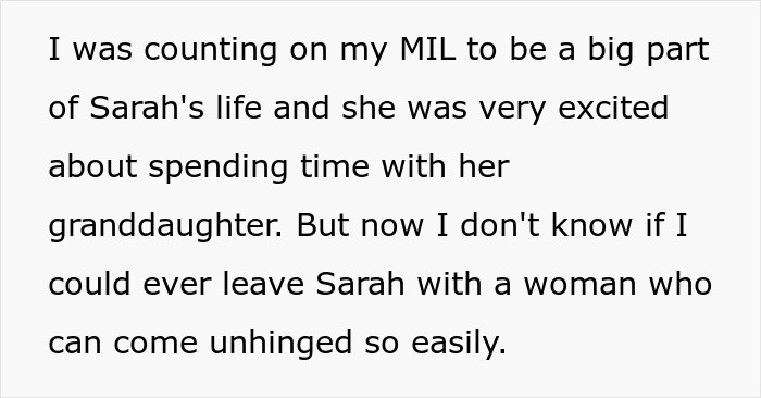Text excerpt discussing concerns about Indian grandmother demanding DNA test over baby's pale skin, questioning family trust.