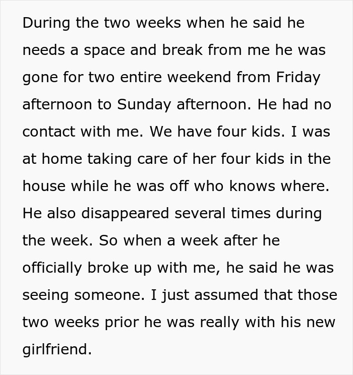 Text describing a man wanting to be single but not divorced while finding a girlfriend and working things out with his wife.