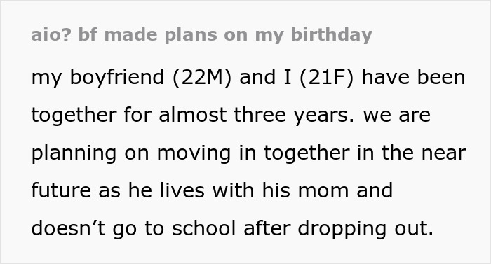 Text post about a boyfriend forgetting his girlfriend's birthday and demanding apologies for bothering him.