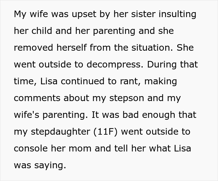 Husband removes wife and kids from Thanksgiving after sister&rsquo;s tantrum insults parenting and stepson.