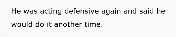 Text on a white background stating a husband acting defensive and postponing a task, related to pregnant wife&rsquo;s suspicion.