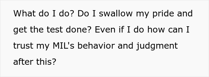 Text excerpt about Indian grandmother demanding DNA test due to baby appearing too pale, showing family trust conflict.