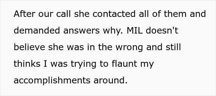 Text excerpt about cousin's family accusing woman of stealing spotlight by bringing baby and wearing engagement ring.