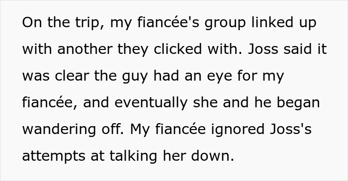 Text excerpt from bride breaking no dating rule during break with MOH claiming she cheated, groom shocked. Text excerpt from bride breaking no dating rule during break with MOH claiming she cheated, groom shocked.