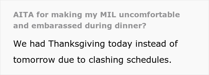 Text excerpt about MIL hogging Thanksgiving food and causing tension during dinner, discussing family conflict. Text excerpt about MIL hogging Thanksgiving food and causing tension during dinner, discussing family conflict.