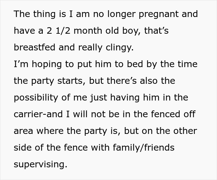 Text excerpt about a mom with a 2.5-month-old baby attending her sister&rsquo;s large Halloween party with family supervising.