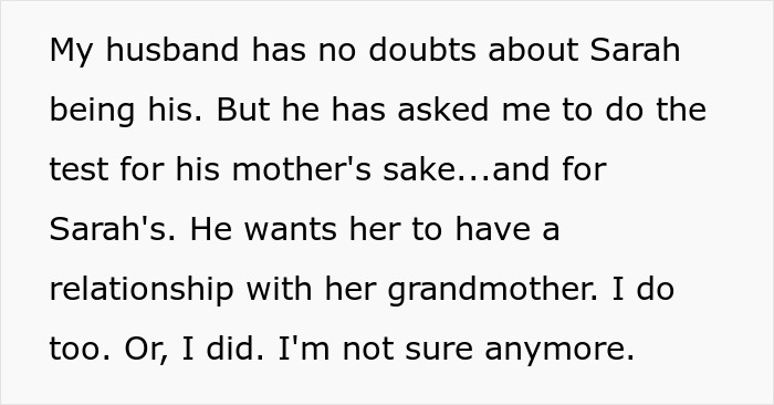 Text about Indian grandmother demanding DNA test, questioning baby&rsquo;s paternity due to baby&rsquo;s pale complexion.