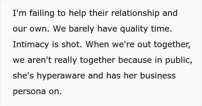 Man feels like a single parent as wife ignores 10YO and prioritizes work over family, hurting their relationship and intimacy.