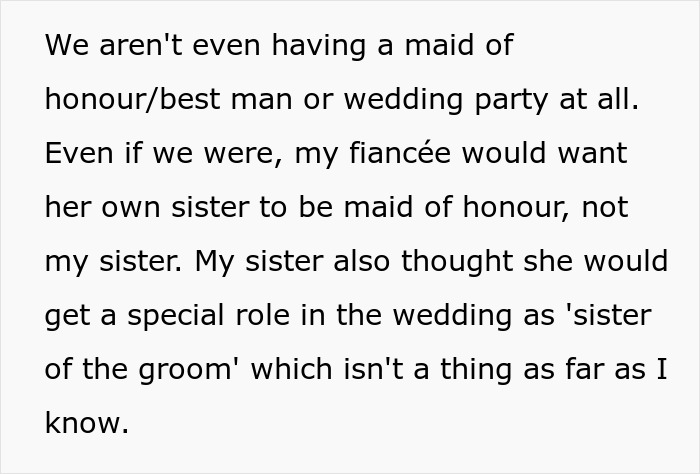 Text about rejecting sister&rsquo;s idea for big wedding causing family upset due to rejection sensitive dysphoria.