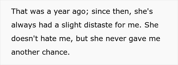 Text excerpt showing a daughter reflecting on her mother ruining her happy relationship after sending her on a date.