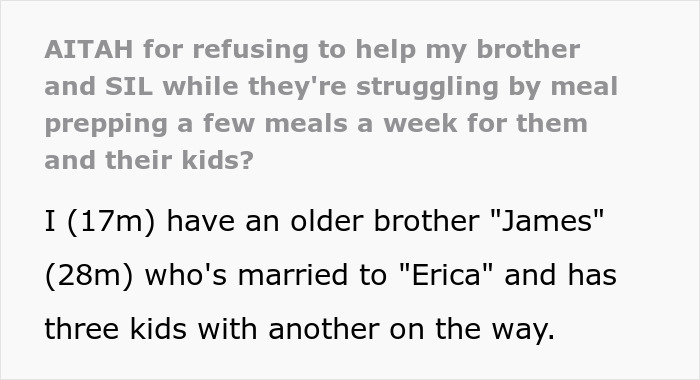 Text excerpt from a post about a golden child brother expecting free meals and conflict with scapegoat sibling.