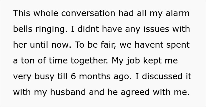 Text excerpt about concerns with future daughter-in-law demanding an $80,000 wedding and wealthy in-laws requesting a prenup.