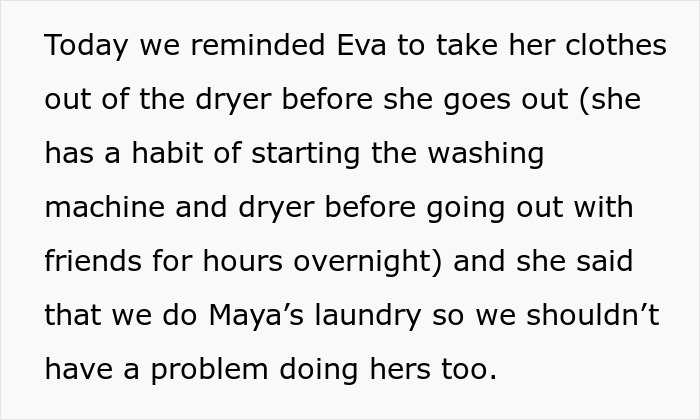 Reminder about laundry service for golden child while younger daughter receives life lessons at home. Reminder about laundry service for golden child while younger daughter receives life lessons at home.