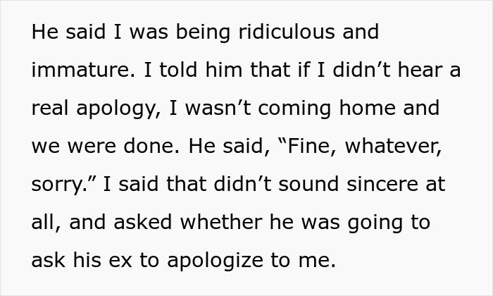 Text message describing a couple&rsquo;s argument involving a man upset after his ex blew up on his girlfriend for bonding with their son.