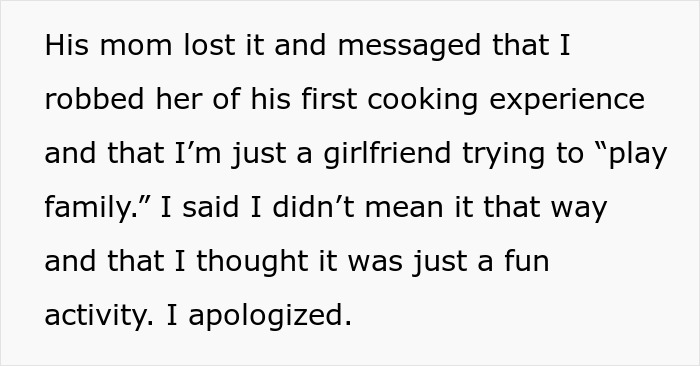 Text message excerpt showing a girlfriend upset after the man&rsquo;s ex blew up for bonding with their son.