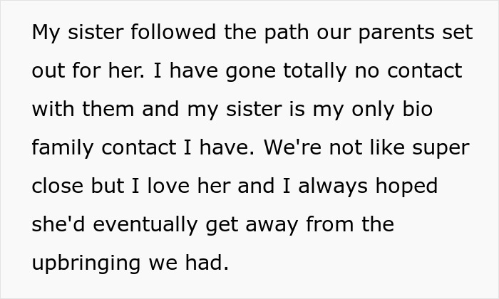 Text excerpt about a trad wife sister upset with brother refusing to cook or do womanly things for family.