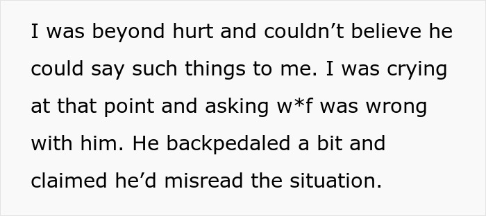 Text excerpt showing emotional reaction to man lying about a master&rsquo;s degree and wife uncovering the truth.